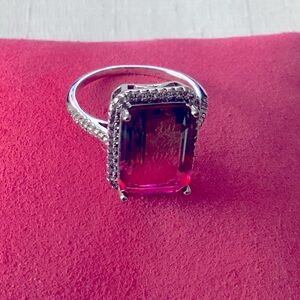 Watermelon Quartz Sterling Silver Ring